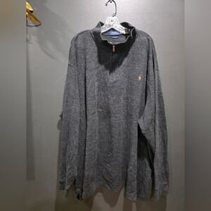 Polo Ralph Lauren Estate Rib cotton quarter-zip pullover sweater Black Grey 5XB